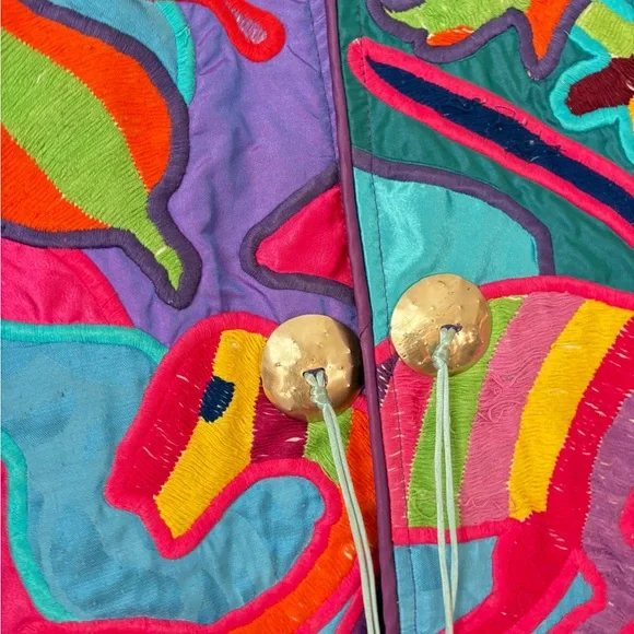 La Colección Judith Roberts Art to Wear Patchwork Multicolor Bomber Jacket Gift - Picture 7 of 16